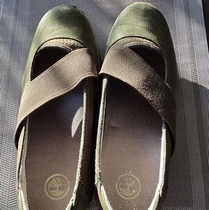 Timberland Olive and Khaki Mary Jane Flats